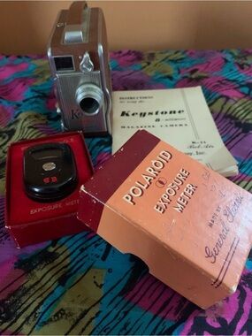 Vintage Keystone Camera with instructions & Polaroid Exposure meter